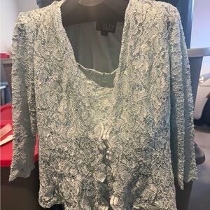 Oleg Cassini Light Blue Lace Sequin Jacket Set mp14